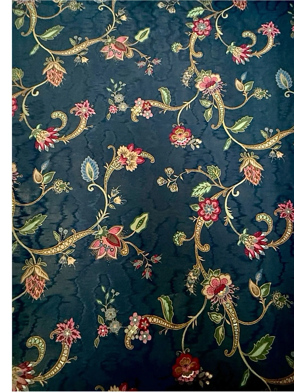 Vintage Floral WallPaper Navy Blue Textured MCM Style Moody Dramatic Flower (2)